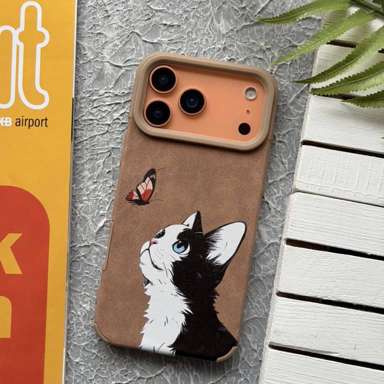 قاب گربه و پروانه مخملی آیفون